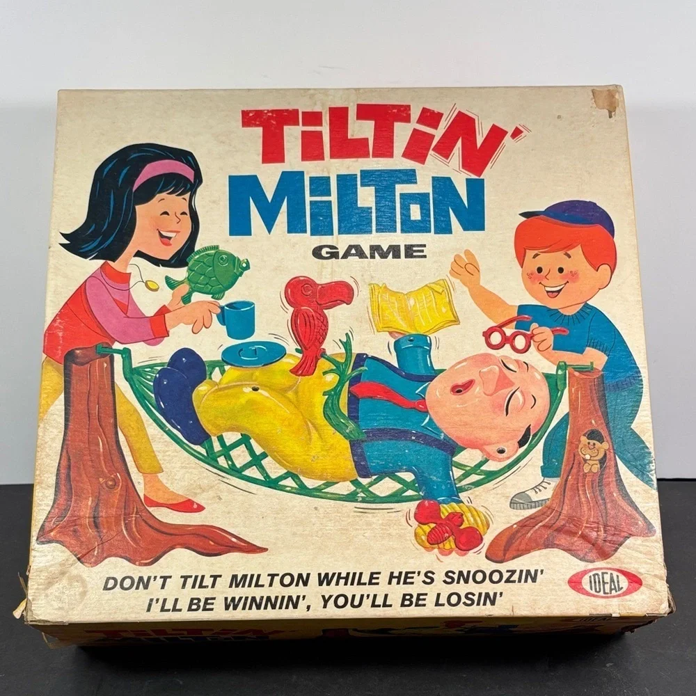 Vintage 1969 Tiltin’ Milton Game by Ideal – Balance Skill Game with Pieces